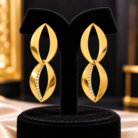 Elegant Gold Marquise Earrings on Velvet Stand
