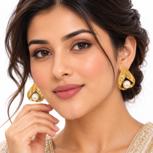 Pearl Golden Long Latkan Earrings For Women