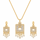 Gold Diamond Geometric Chandelier Jewellery Set