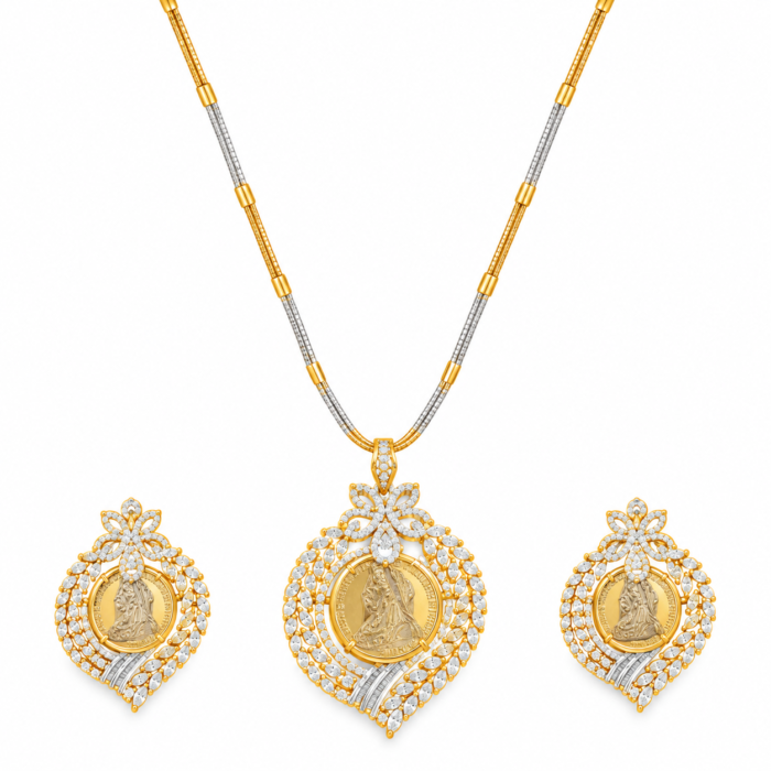Gold Diamond Necklace and Earring Set Gold Diamond Necklace and Earring Set