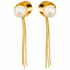 Gold Pearl Tassel Earrings