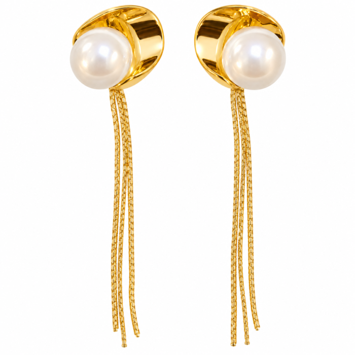 Gold Pearl Tassel Earrings Gold Pearl Tassel Earrings