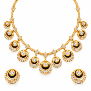Gold and Diamond Floral Necklace Set