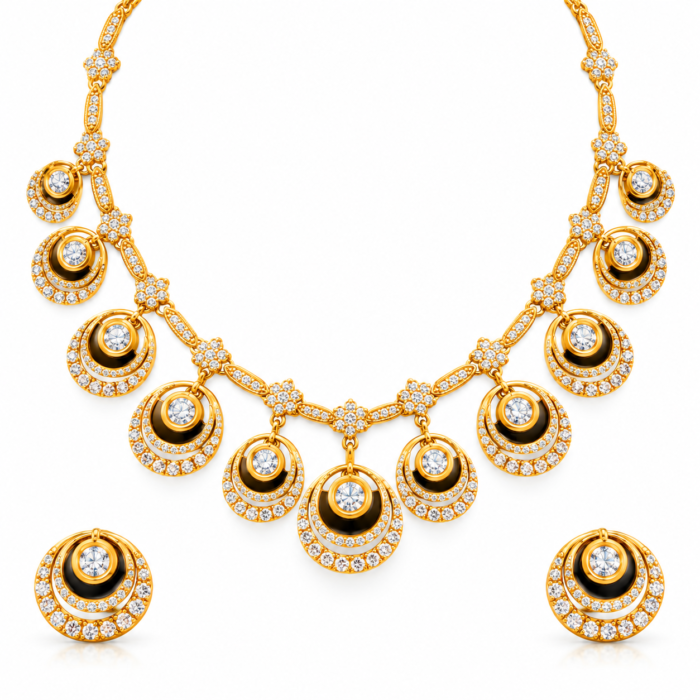 Gold and Diamond Floral Necklace Set Gold and Diamond Floral Necklace Set