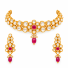 Kundan Ruby Choker Set on White