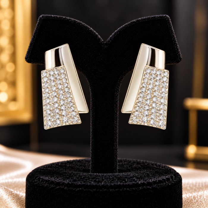Luxurious Gold Pavé Earrings Display Luxurious Gold Pavé Earrings Display