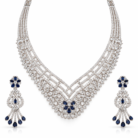 Navy Sapphire Diamond Necklace Set