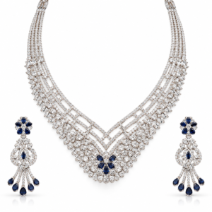 Navy Sapphire Diamond Necklace Set