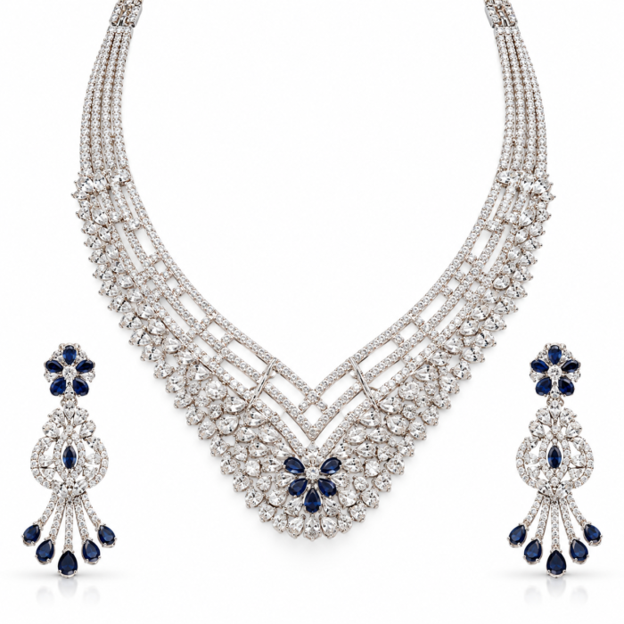 Navy Sapphire Diamond Necklace Set Navy Sapphire Diamond Necklace Set