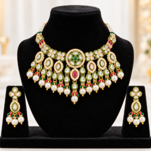 Ornate Emerald Kundan Choker Set