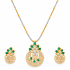 Ornate Emerald and Diamond Jewelry Set