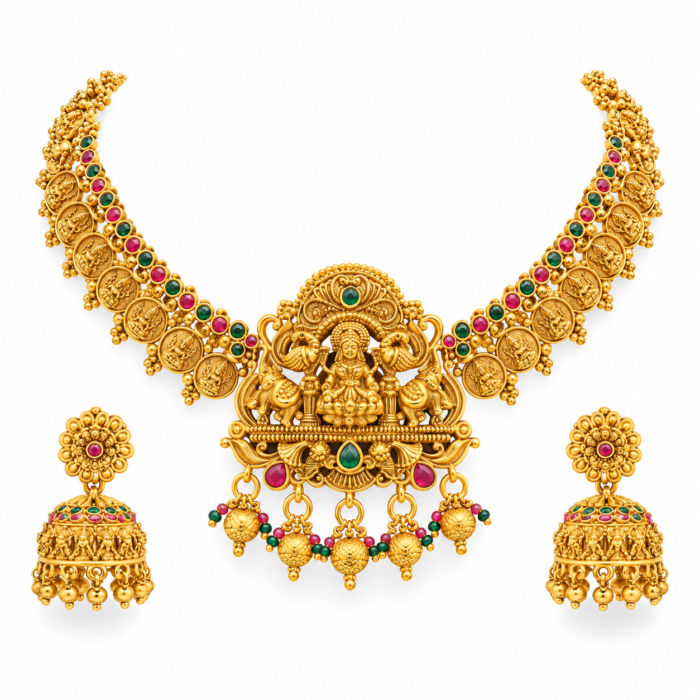 Ornate Gold Temple Jewellery Set (1) Ornate Gold Temple Jewellery Set (1)
