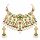 Ornate Green and Ruby Kundan Jewellery Set