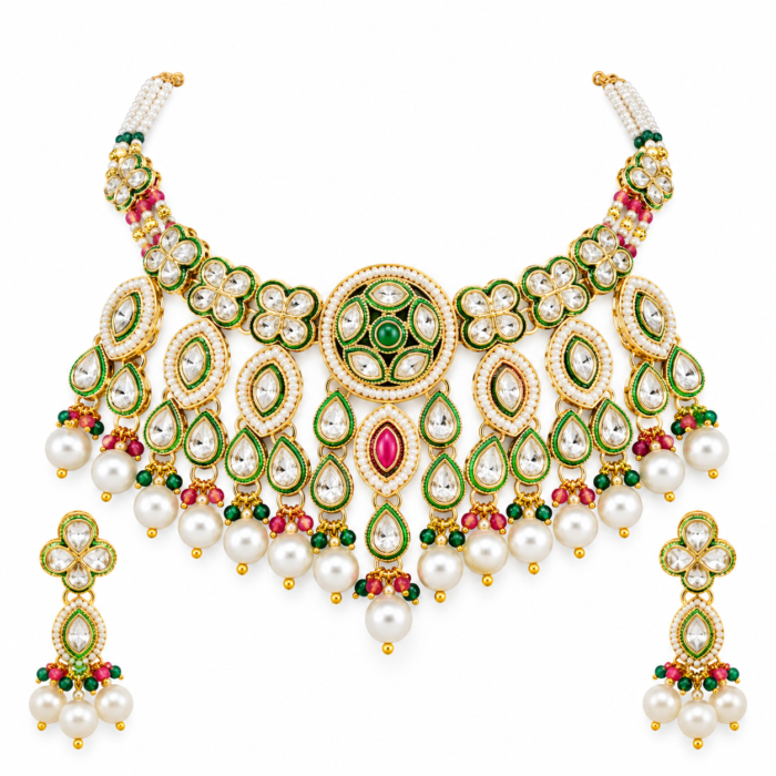 Ornate Green and Ruby Kundan Jewellery Set Ornate Green and Ruby Kundan Jewellery Set