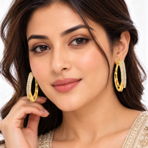 Diamond gold look Bali Earrings For Women