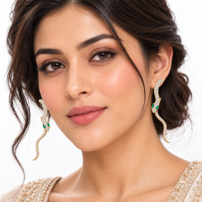 South Asian Beauty with Snake Earrings South Asian Beauty with Snake Earrings