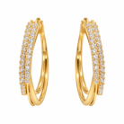 Sparkling Double Hoop Gold Earrings