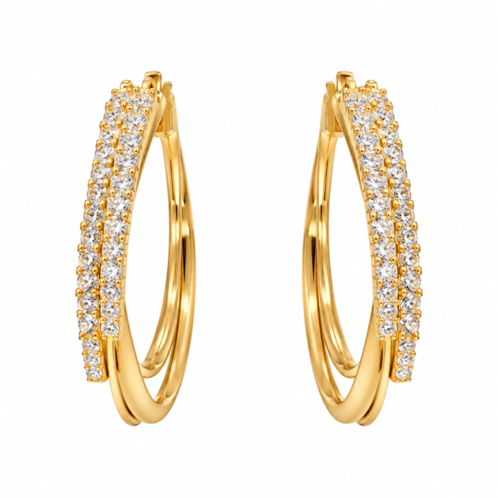 Sparkling Double Hoop Gold Earrings Sparkling Double Hoop Gold Earrings